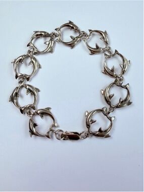 Ryan Jonathan Artisan Designer Sea Dolphin Link Sterling Silver 925 Bracelet